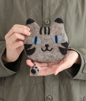 フェルト シェイプポーチ(サバトラ-ONESIZE)