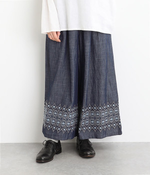 コットンスラブデニムエンブパンツ(エリプス-ONESIZE)