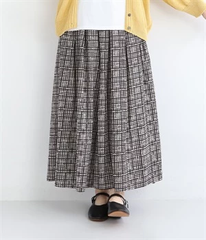 コットンキャンブリックチェックキュロットパンツ(ブラック-ONESIZE)