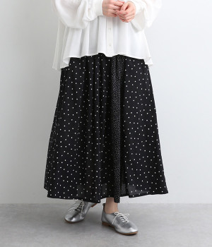 コットンボイルドットスカート(スモールドット-ONESIZE)