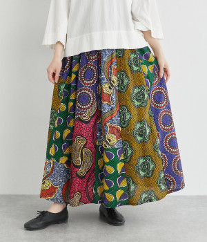 【Shanti Shanti】コットンシーチングアフリカンスカート(ミックス-ONESIZE)