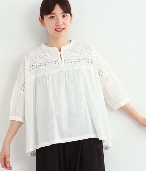 コットンキャンブリックシフリープルオーバー(ホワイト-ONESIZE)