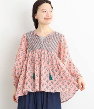 【Shanti Shanti】コットンボイルジョリープルオーバー(ピンク-ONESIZE)