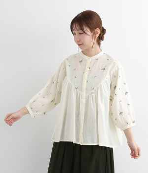 コットンスラブアンミブラウス(ナチュラル-ONESIZE)