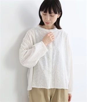 コットンシフリークレマチスブラウス(ホワイト-ONESIZE)