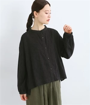 コットンシフリークレマチスブラウス(ブラック-ONESIZE)