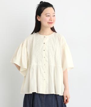 コットンキャンブリックナザーカト2wayブラウス(ホワイト-F)