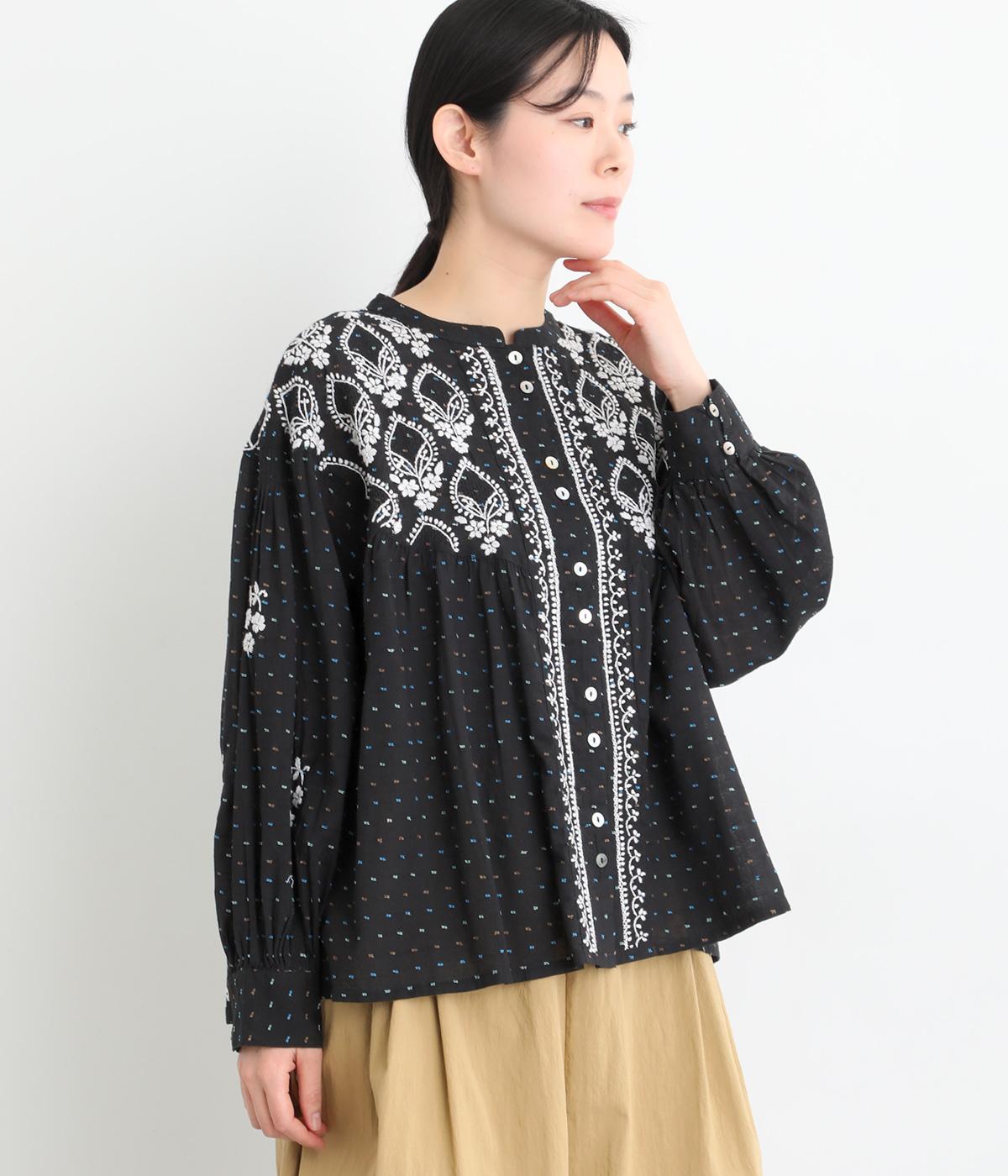 カラフルドビーヌールブラウス(ブラック-F)