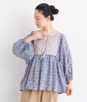 コットンボイルベルプルオーバー(ブルー-F)