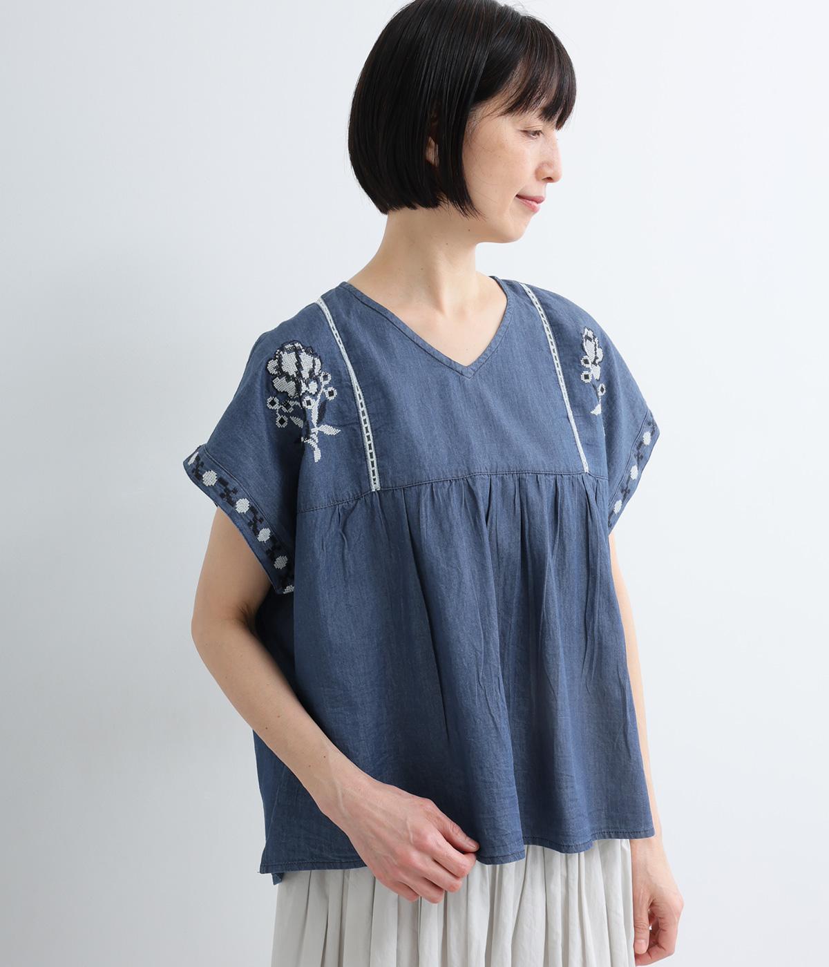 デニムエンブプルオーバー(ネイビー-F)