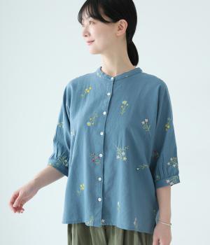 コットンフラックスプリマベーラブラウス(ブルー-F)