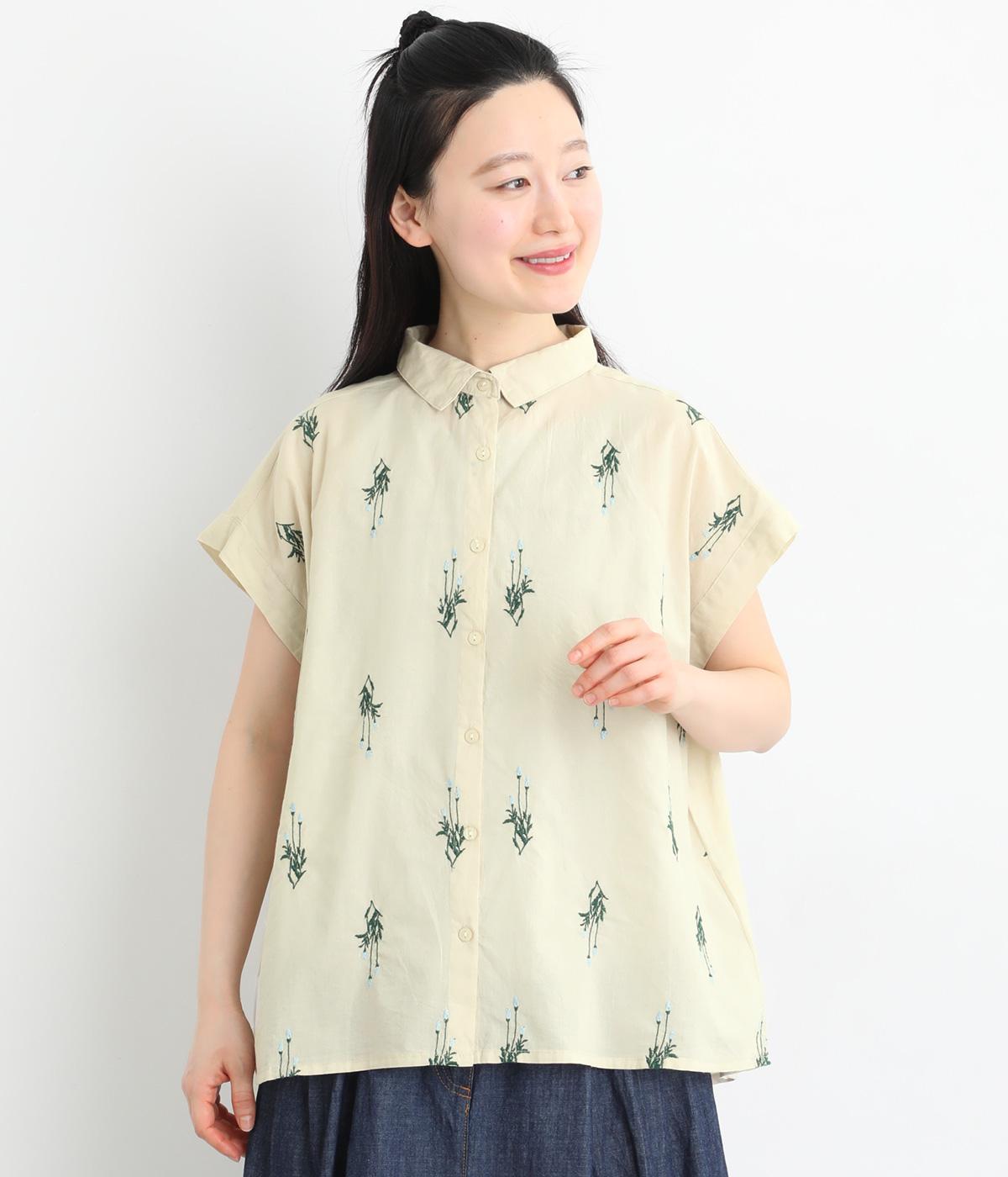 コットンキャンブリックラベンダーシャツ(サンド-F)