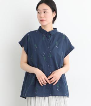 コットンキャンブリックラベンダーシャツ(ネイビー-F)