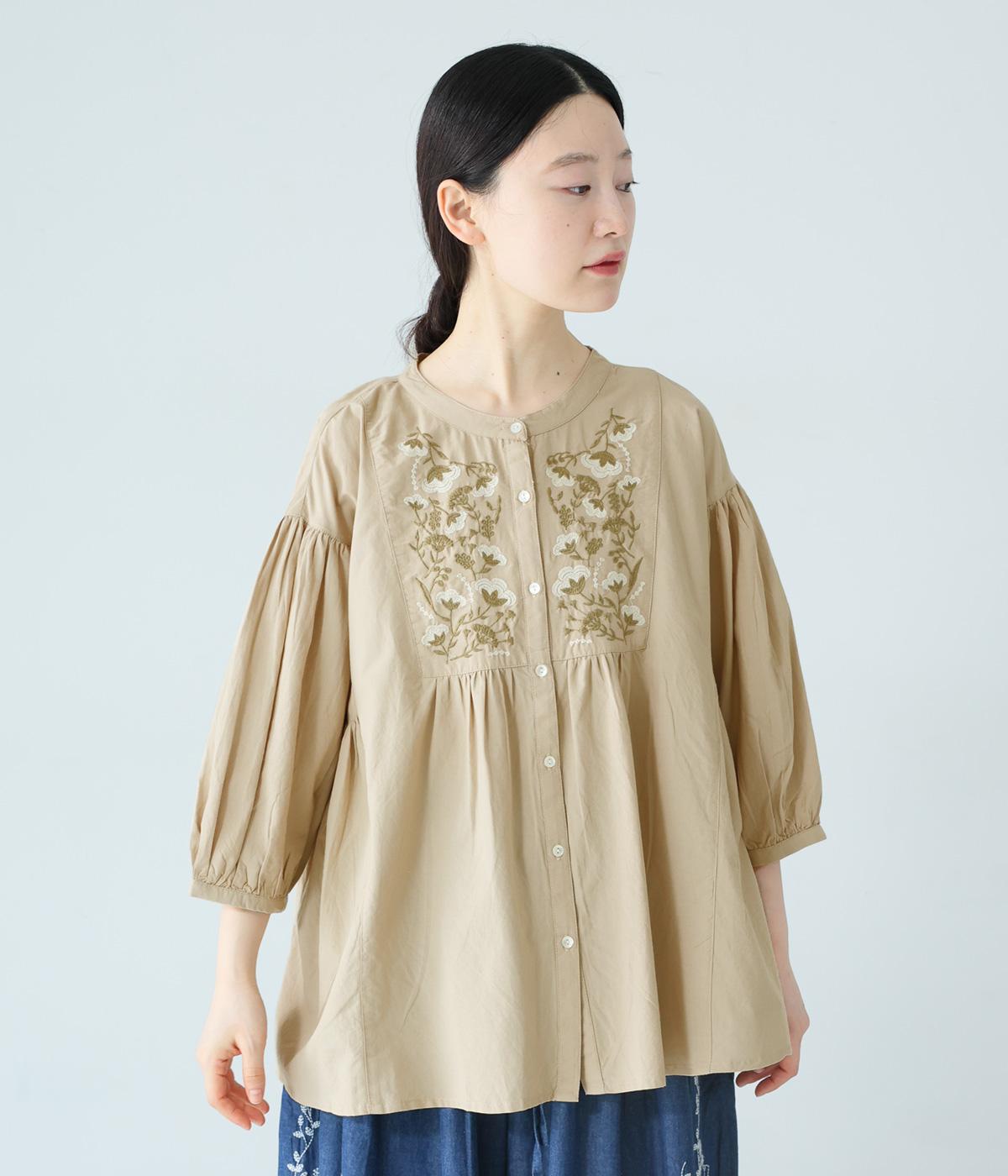 ビスコースコットンミリオンベルブラウス(サンド-F)