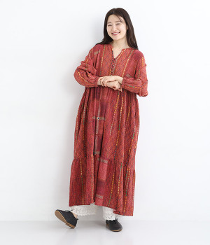 【Shanti Shanti】コットンモスバンジェラワンピース(レッド-ONESIZE)