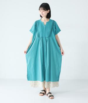 ストライプドビードルチェワンピース(グリーン-F)