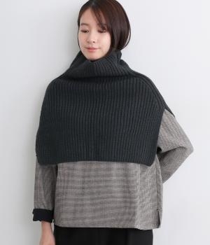 ハイネックニットスヌード(ブラック-F)