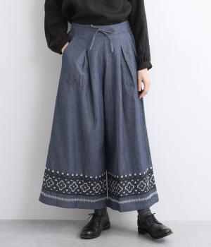 コットンデニムエンブパンツ