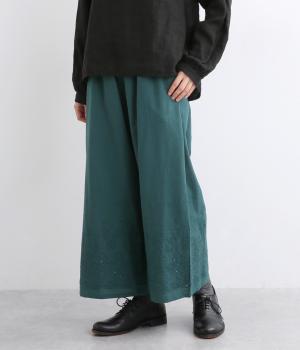 コットンリネンフラックシュシュパンツ(グリーン-ONESIZE)