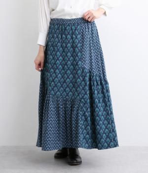 コットンシーチングブーケスカート(ネイビー-ONESIZE)