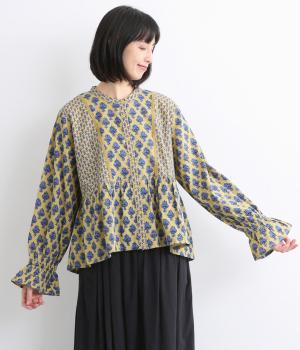 コットンシーチングブーケブラウス(マスタード-ONESIZE)