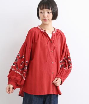 コットンクリンプブラウス