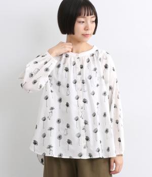コットンキャンブリックフラワーキャットブラウス(オフホワイト-ONESIZE)
