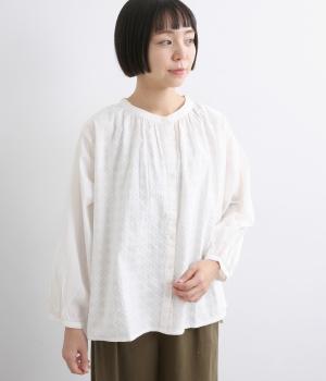 コットンキャンブリックダイアブラウス(オフホワイト-ONESIZE)