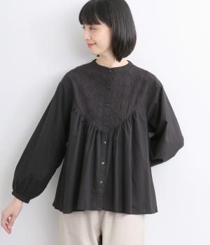 コットンキャンブリックペンタスブラウス(ブラック-ONESIZE)