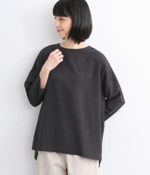 コットンリネンフラックシュシュプルオーバー(ブラック-ONESIZE)