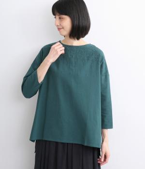 コットンリネンフラックシュシュプルオーバー(グリーン-ONESIZE)