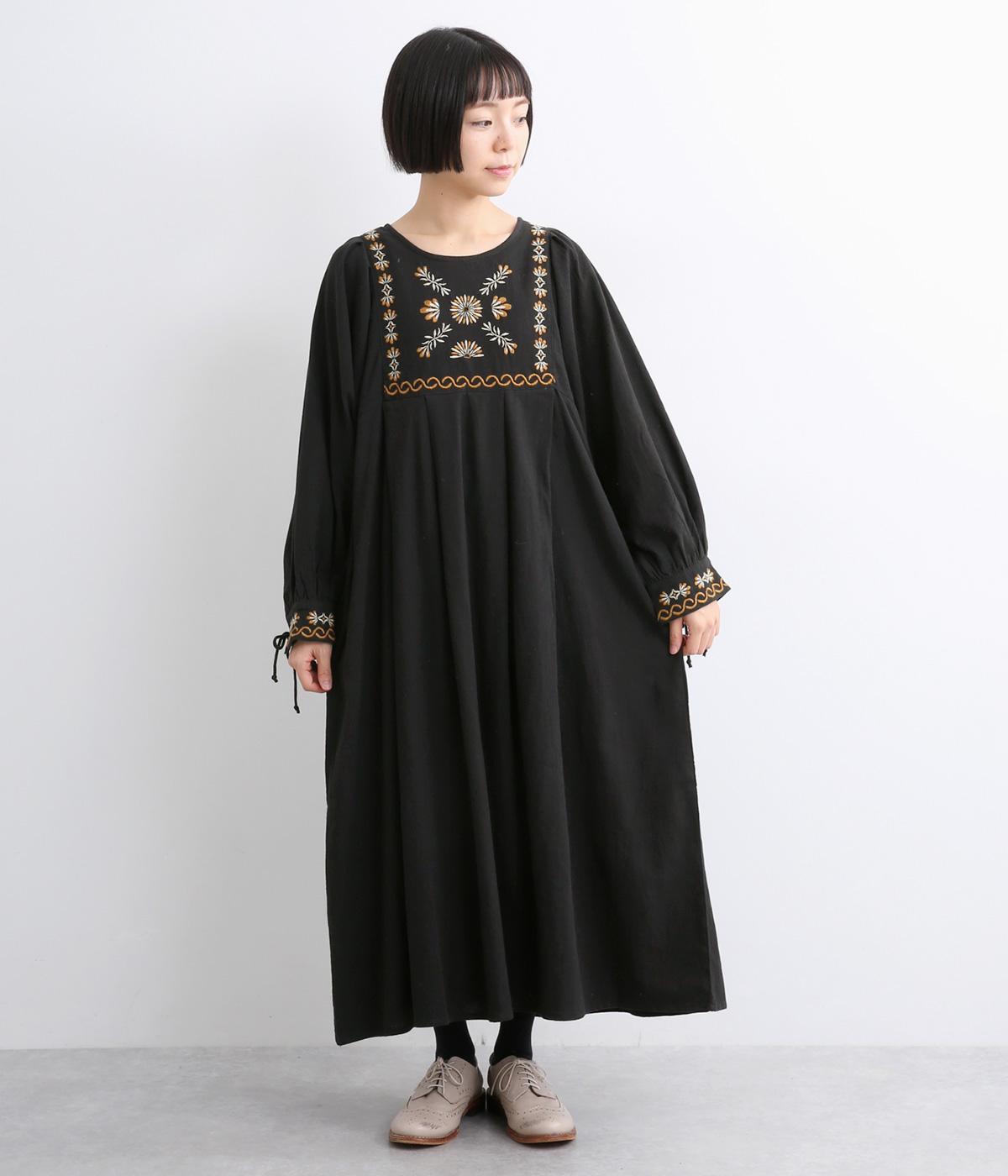 コットンクリンプワンピース(ブラック-ONESIZE)