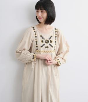 コットンクリンプワンピース(ナチュラル-ONESIZE)