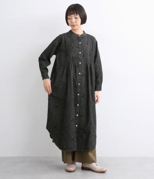 コットンデニムマーガレットワンピース(ブラック-ONESIZE)