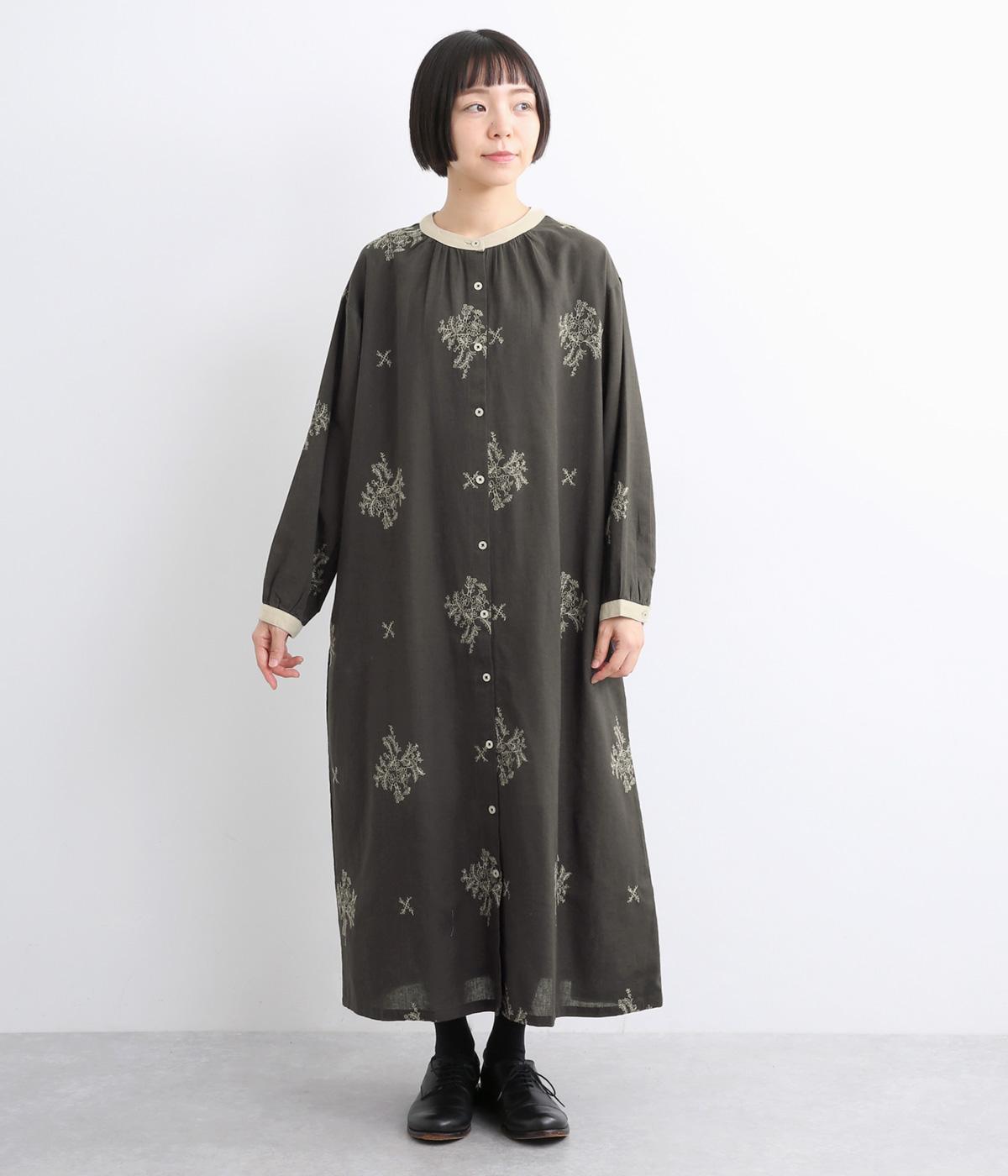 コットンリネンフラックスクラッシーワンピース(ブラック-ONESIZE)