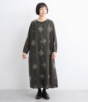 コットンリネンフラックスクラッシーワンピース(ブラック-ONESIZE)