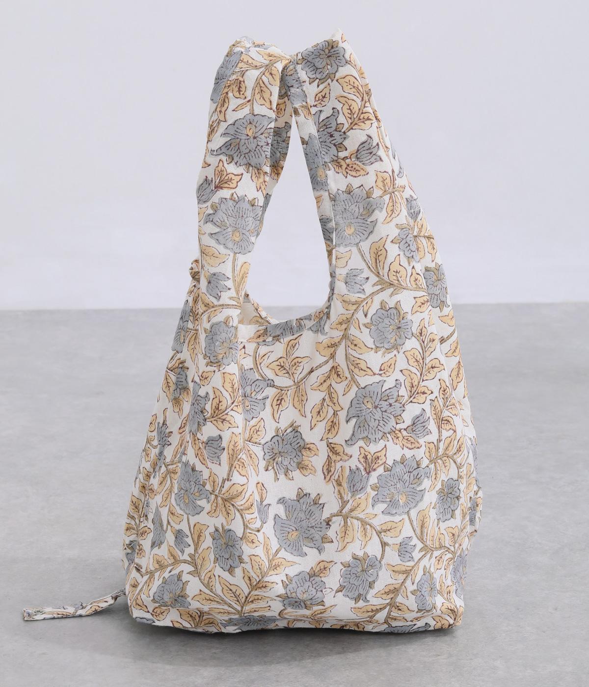 カリーブロックプリントミツオリエコバッグ(グレー-F)