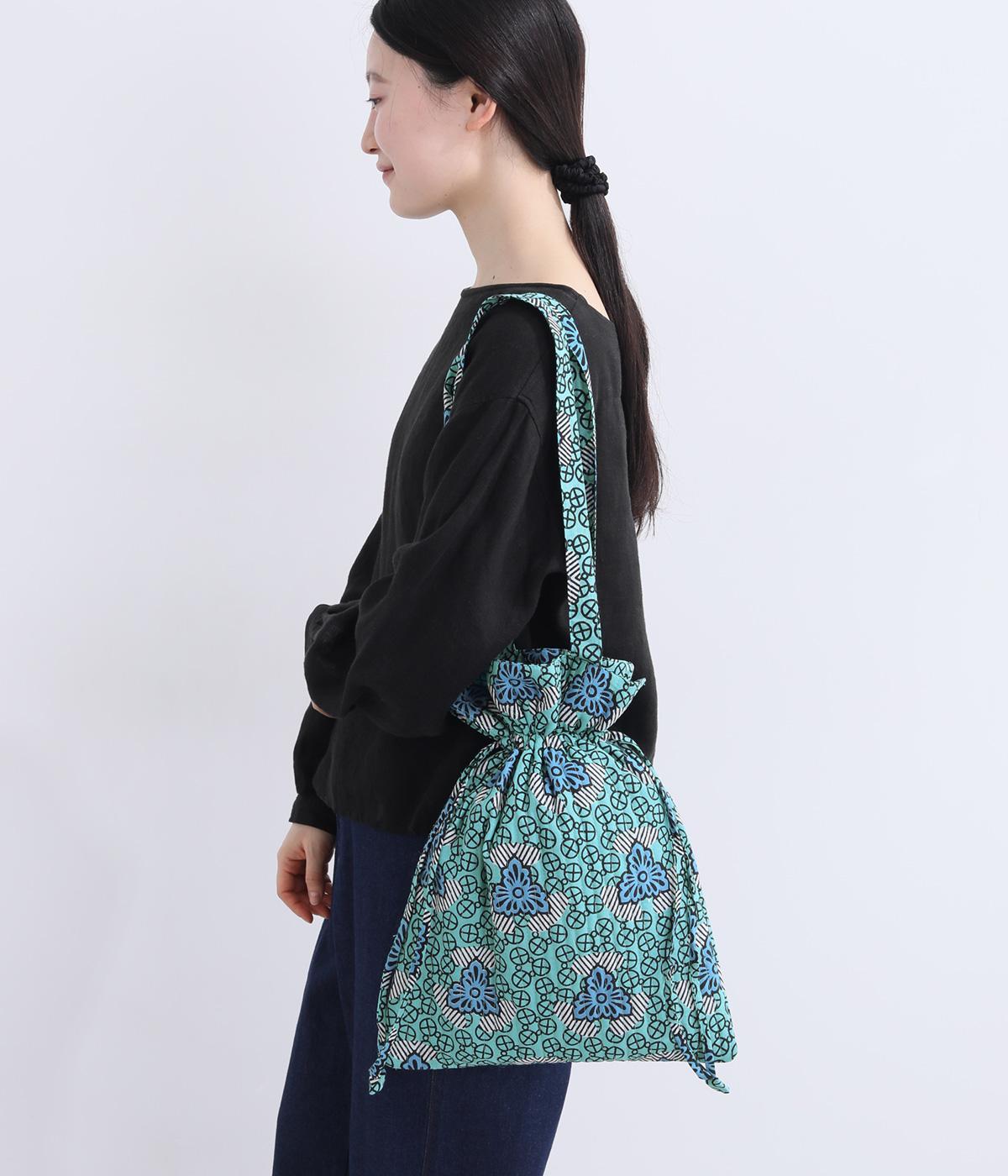 アフリカンプリントキルト巾着バッグ(トライアングル-F)