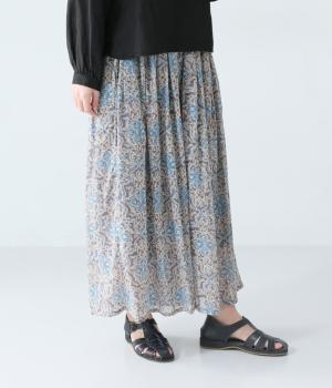 コットンボイルオアシス裏地付きパンツ(ブルーグレー-F)