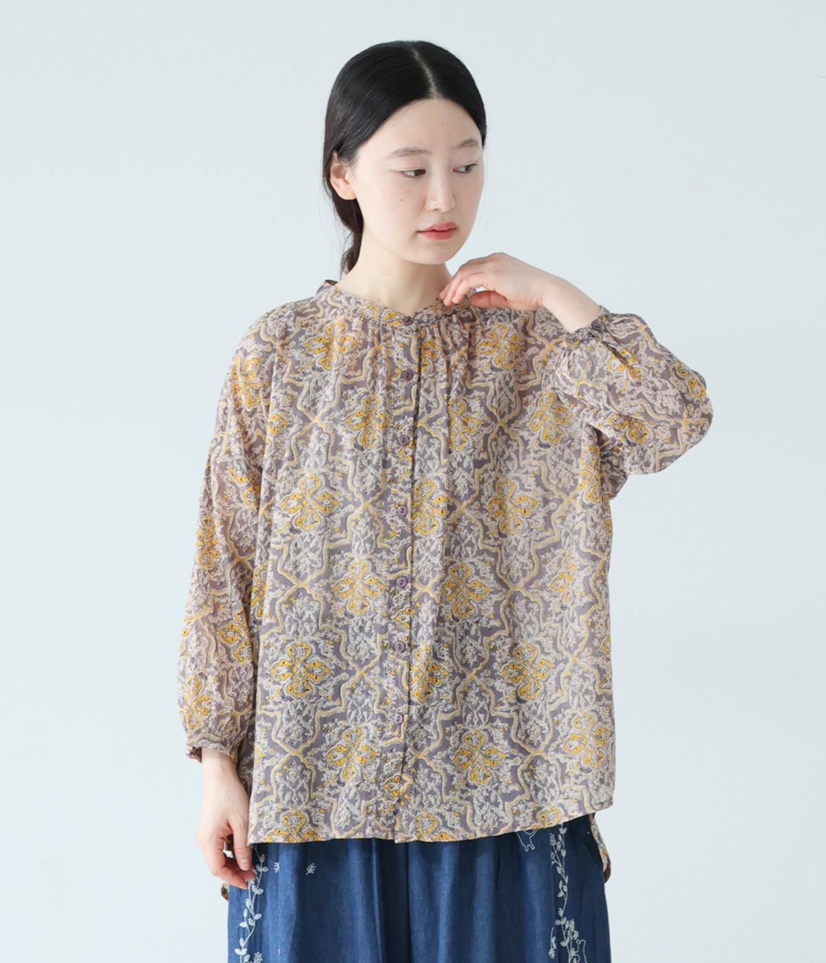 コットンボイルオアシスブラウス(イエロー-F)