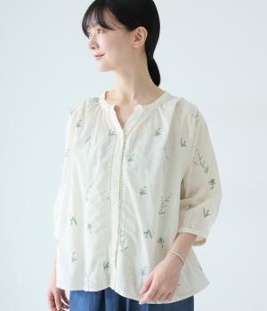 コットンスラブハーブブラウス(ナチュラル-F)