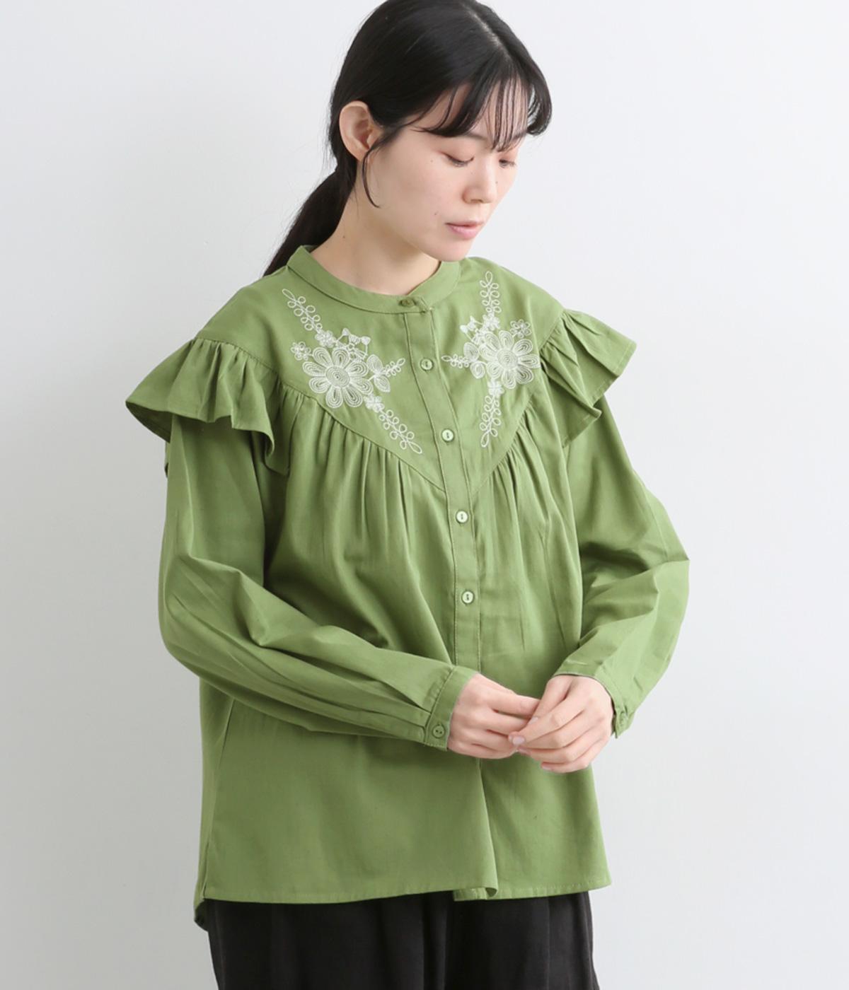 apolina刺繍付きブラウス 3-4Y オリーブグリーン ブラウス レーヴ｜PORINA（ポリーナ）の商品詳細