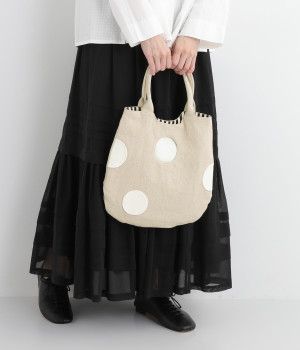 Random dots flat バッグ(ベージュ×ホワイト-ONESIZE)