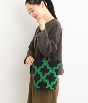 Lattice　バケットバッグ(ブラック/グリーン-F)