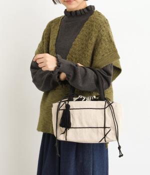 Box バッグ(ベージュ×ブラック-F)