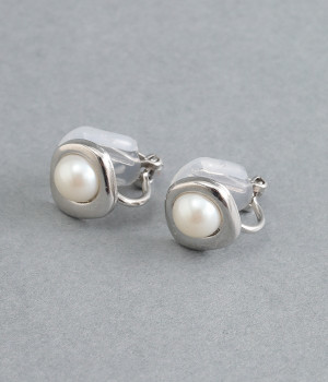 pearl×square frame イヤリング(シルバー-ONESIZE)
