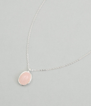 natural　stone　ball　ネックレス(ローズクォーツ×シルバー-ONESIZE)