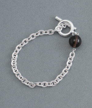 natural stone×chain　ブレスレット(スモーキークォーツ-ONESIZE)