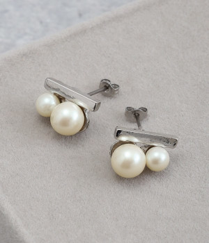twin pearl×metal ピアス