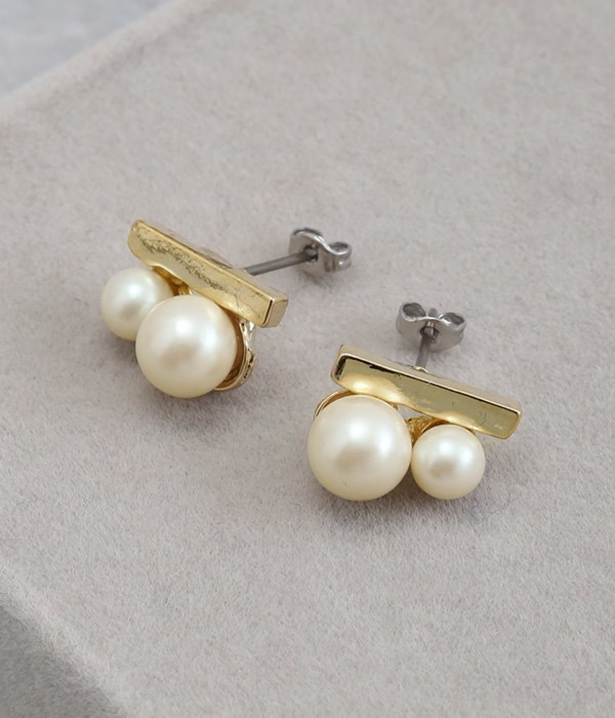 twin pearl×metal ピアス(ゴールド-ONESIZE)